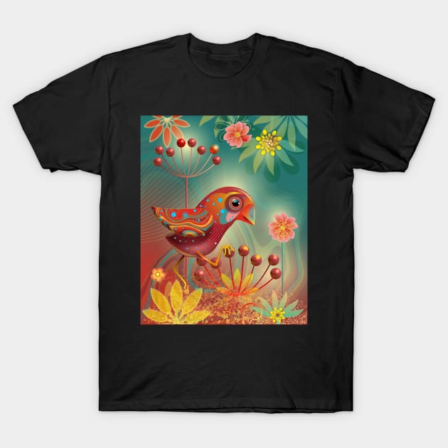 Fantastic Red Bird T-Shirt by emespixels